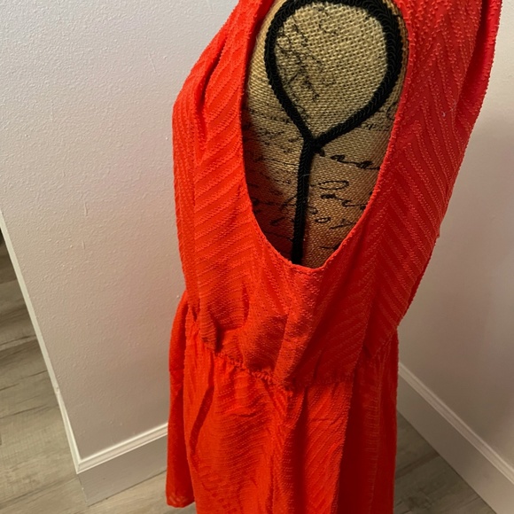 A New Day Red Orange Herringbone Tie Back Dress - Size L - Picture 4 of 7